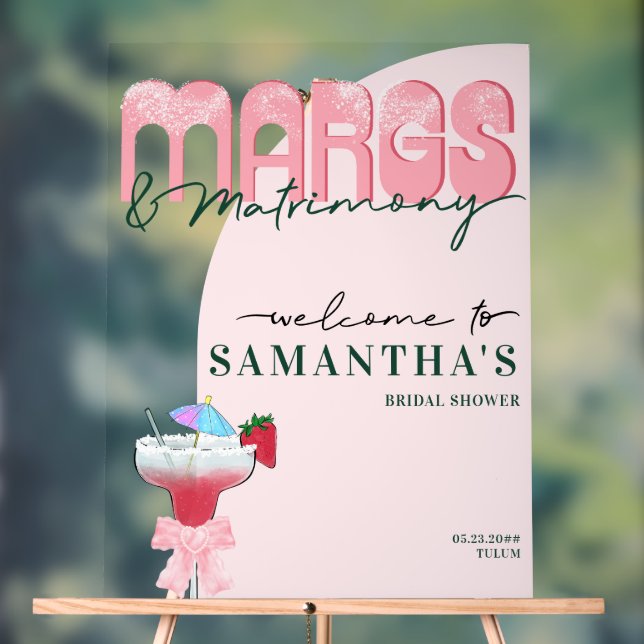 Margs Matrimony Tequila Bach Bridal Shower Welcome Acrylic Sign (Neutral)