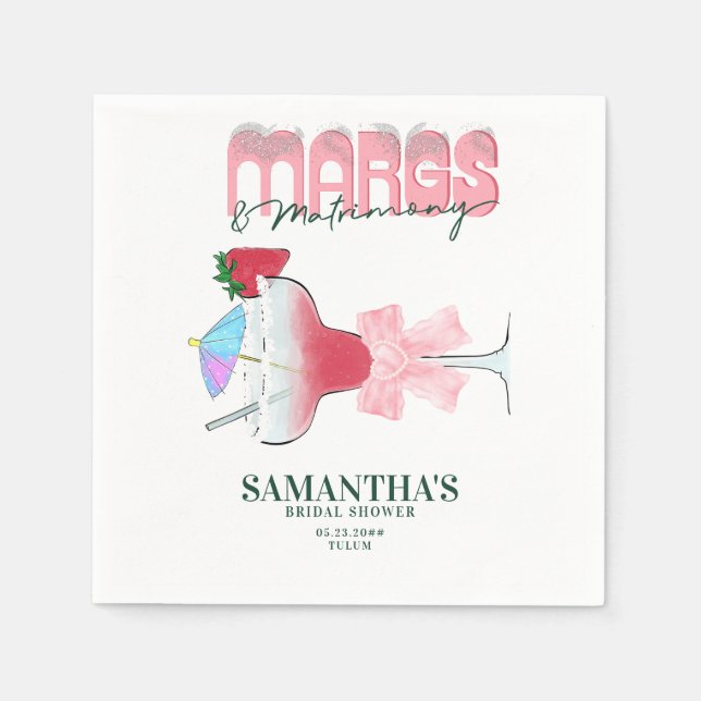 Margs Matrimony Tequila Bach Bridal Shower Welcome Napkins (Front)