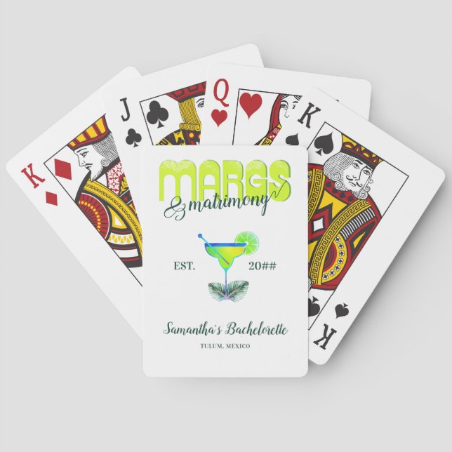 Margs Matrimony Tequila Bridal Shower Bachelorette Poker Cards (Back)