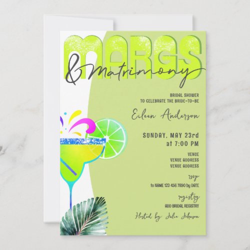 Margs  Matrimony Tequila Lime Bridal Shower Invitation