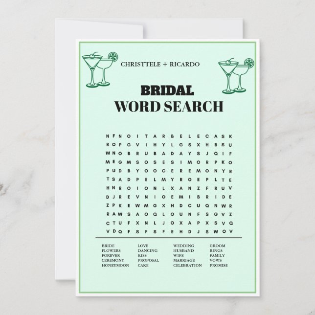 Margs & Matrimony Weding Word Search Game Card (Front)