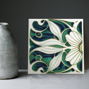 Marguerite Art Deco Daisy Wall Decor Art Nouveau C Ceramic Tile