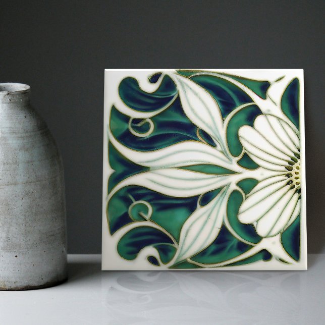 Marguerite Art Deco Daisy Wall Decor Art Nouveau C Ceramic Tile (Creator Uploaded)