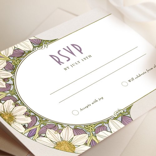 Marguerite Daisy Lavender Wedding RSVP Art Nouveau Invitation
