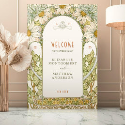 Marguerite Daisy Welcome Sign Wedding Art Nouveau