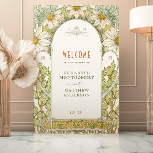 Marguerite Daisy Welcome Sign Wedding Art Nouveau