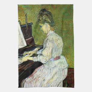 Marguerite Gachet at the Piano by Vincent van Gogh Kitchen Towel