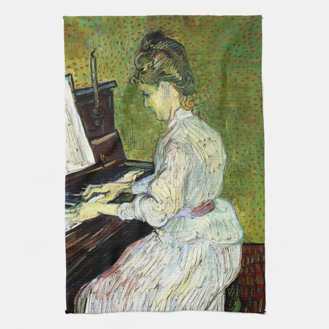 Marguerite Gachet at the Piano by Vincent van Gogh Kitchen Towel (Vertical)