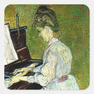 Marguerite Gachet at the Piano by Vincent van Gogh Square Sticker