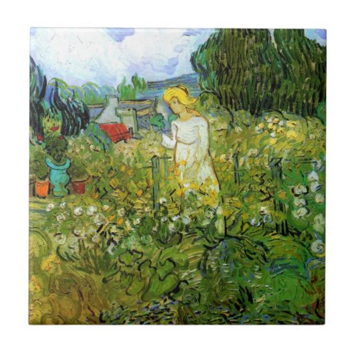 Marguerite Gachet in Garden by Vincent van Gogh Ceramic Tile