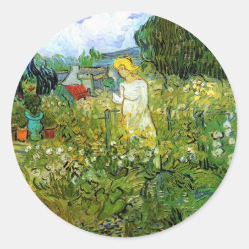 Marguerite Gachet in Garden by Vincent van Gogh Classic Round Sticker