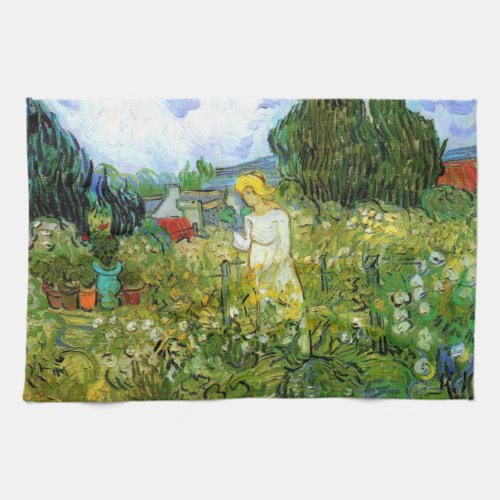 Marguerite Gachet in Garden by Vincent van Gogh Kitchen Towel