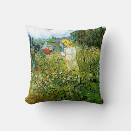 Marguerite Gachet in Garden by Vincent van Gogh Throw Pillow