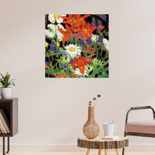 Marguerites, Wood Lilies and Vetch Poster