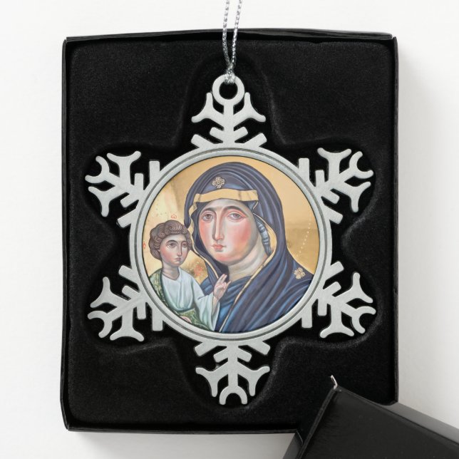 Maria Advocata Nostra Snowflake Pewter Christmas Ornament (Box)