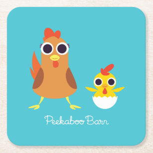 Maria & Bandit the Chickens Square Paper Coaster