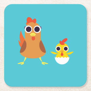 Maria & Bandit the Chickens Square Paper Coaster