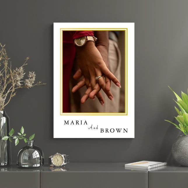 "Maria & Brown" Modern Minimalist Wedding |Elegant Invitation (Minimalist photo wedding invitation)