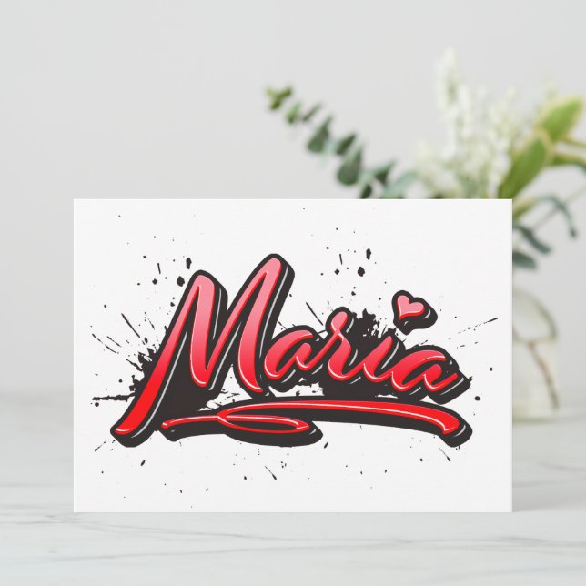Maria Heart Splash Graffiti Map Card | Zazzle