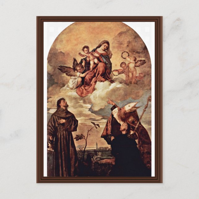 Maria In Glory With Christ Child And Angels Postcard (Front)