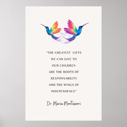 Maria Montessori Quote Poster The Greatest Gift Poster