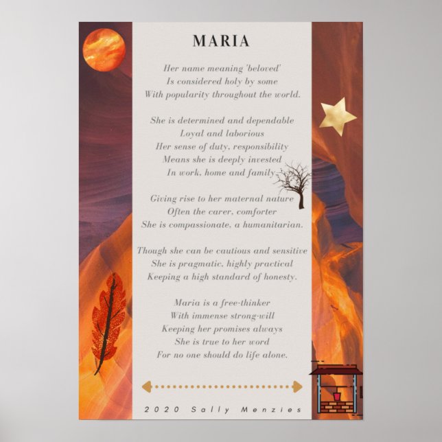 "Maria" Name Poem Poster (Front)