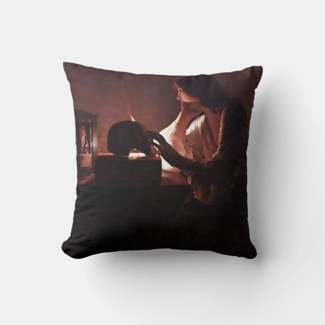 Maria Regrets, La Tour Throw Pillow (Front)