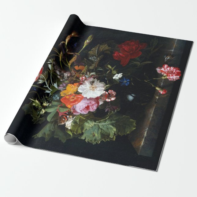 Maria van Oosterwyck Bouquet of Flowers in a Vase Wrapping Paper (Unrolled)