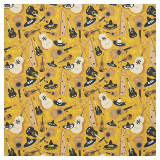 Mariachi Band Instrument Pattern Fabric