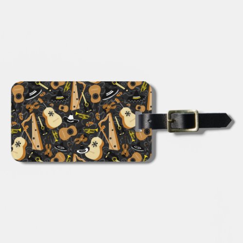 Mariachi Band Instruments Pattern Luggage Tag