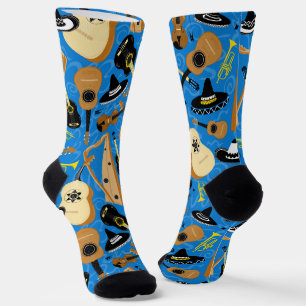 Mariachi Band Instruments Patterned Socks