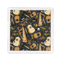 Mariachi Band Musical Instrument Pattern on Grey