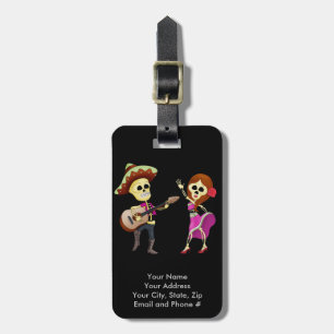 Mariachi Dancing Couple Day of the Dead Luggage Tag