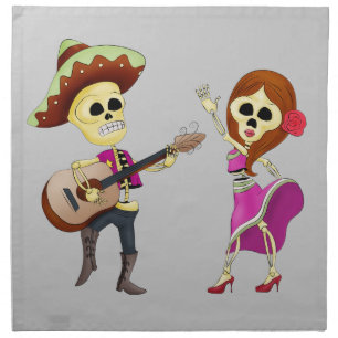 Mariachi Dancing Couple Day of the Dead Napkin