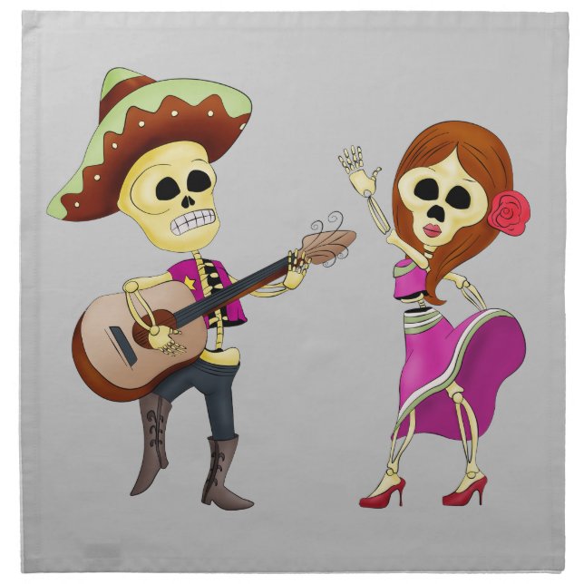 Mariachi Dancing Couple Day of the Dead Napkin (Front)