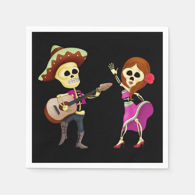 Mariachi Dancing Couple Day of the Dead Paper Napkins (Front)