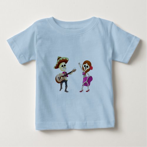 Mariachi Dancing Day of the Dead Couple Baby T_Shirt