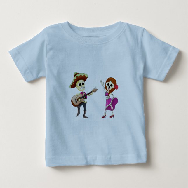 Mariachi Dancing Day of the Dead Couple Baby T-Shirt (Front)