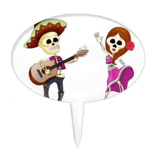 Mariachi Dancing Day of the Dead Couple Cake Topper