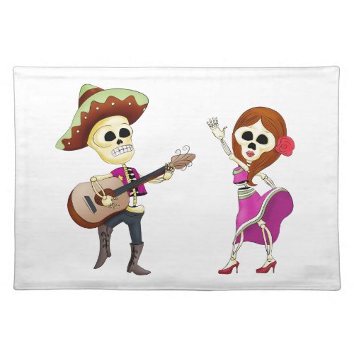 Mariachi Dancing Day of the Dead Couple Placemat