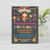 Mariachi Girl Mexcian Fiesta Birthday Party Invitation (Standing Front)