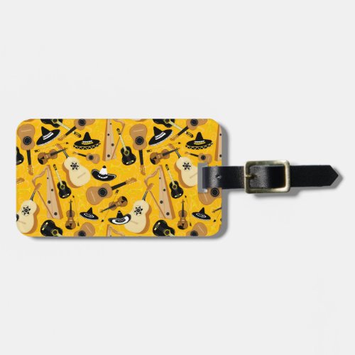 Mariachi Instruments Pattern Luggage Tag