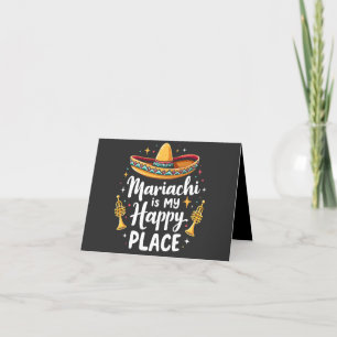 Mariachi is my Happy Place Mexico Music Saxophone Letterpress Thank You Card