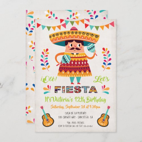 Mariachi Mexcian Fiesta Birthday party invitation