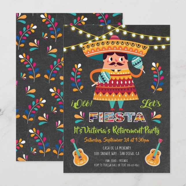 Mariachi Mexcian Fiesta Retirement Party Invitation (Front/Back)