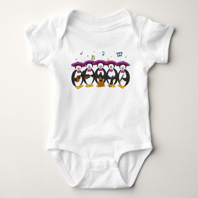 Mariachi Penguins Baby Outfit Bodysuit (Front)