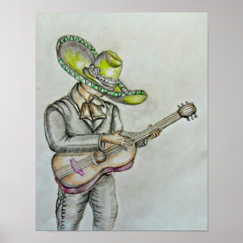 Mariachi with guitar poster