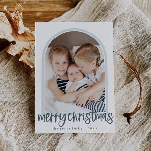 MARIAH Blue Arch Family Photo Merry Christmas Holiday Card