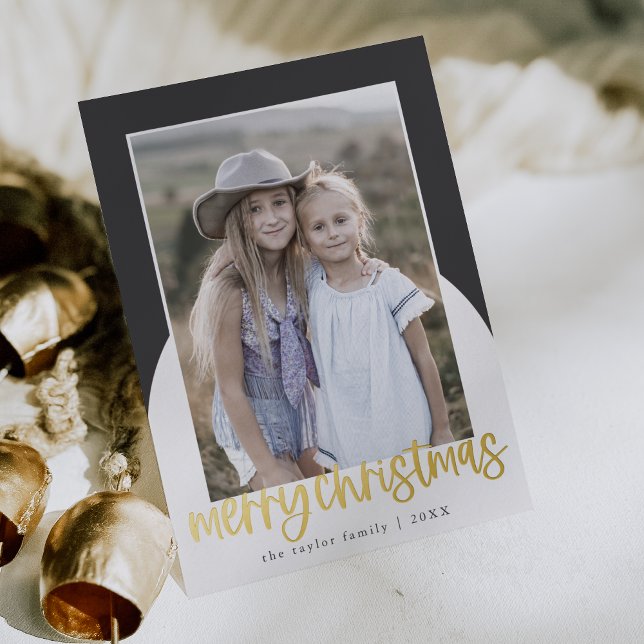 MARIAH Gray Foil Arch Fun Family Photo Christmas Foil Holiday Card (MARIAH Gray Foil Arch Fun Family Photo Christmas Foil Holiday Card)