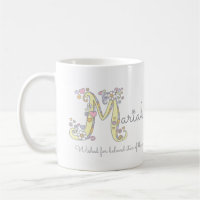Mariah letter M decorative name with meaning mug